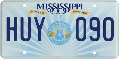 MS license plate HUY090