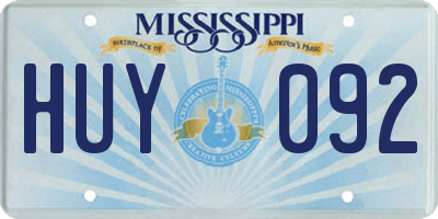 MS license plate HUY092