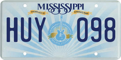 MS license plate HUY098