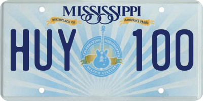 MS license plate HUY100