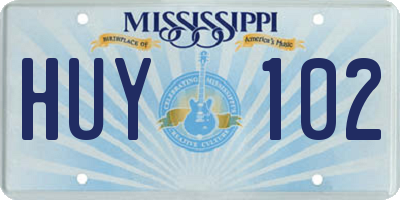MS license plate HUY102