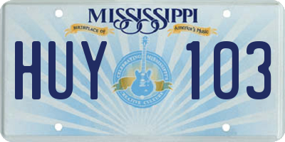 MS license plate HUY103