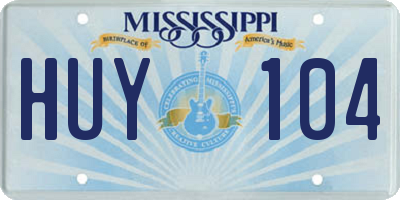 MS license plate HUY104