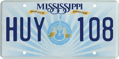 MS license plate HUY108