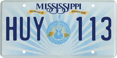 MS license plate HUY113