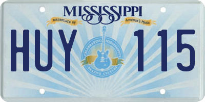 MS license plate HUY115
