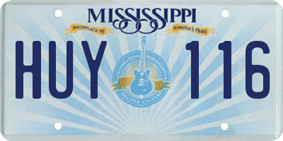 MS license plate HUY116