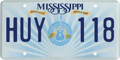 MS license plate HUY118