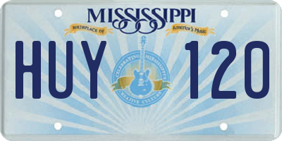 MS license plate HUY120