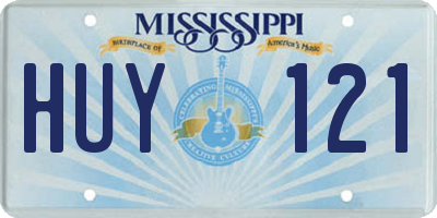 MS license plate HUY121