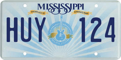 MS license plate HUY124