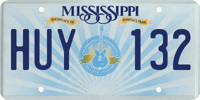 MS license plate HUY132