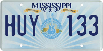 MS license plate HUY133