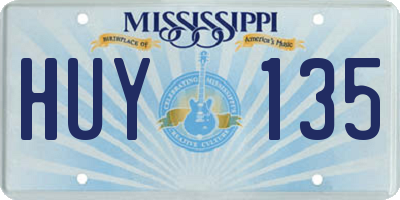 MS license plate HUY135