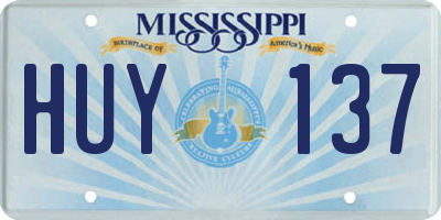MS license plate HUY137