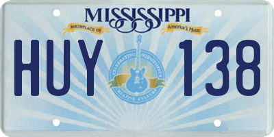 MS license plate HUY138