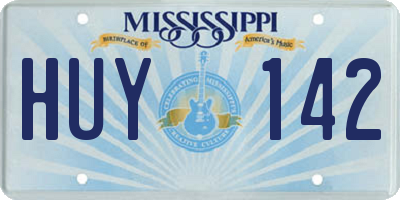 MS license plate HUY142