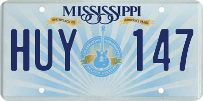 MS license plate HUY147
