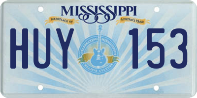 MS license plate HUY153