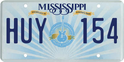 MS license plate HUY154