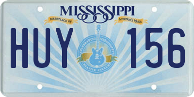 MS license plate HUY156