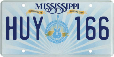 MS license plate HUY166