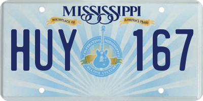 MS license plate HUY167