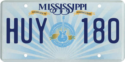 MS license plate HUY180