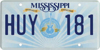 MS license plate HUY181