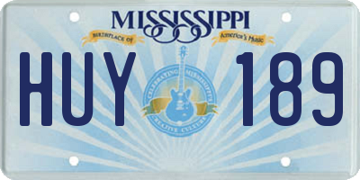MS license plate HUY189