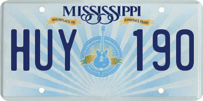 MS license plate HUY190
