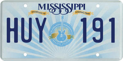 MS license plate HUY191