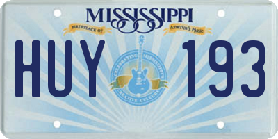 MS license plate HUY193