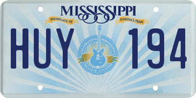 MS license plate HUY194