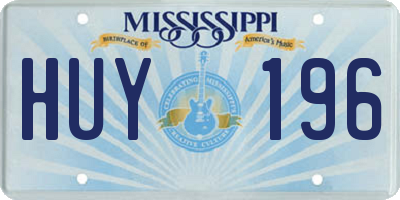 MS license plate HUY196