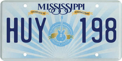 MS license plate HUY198