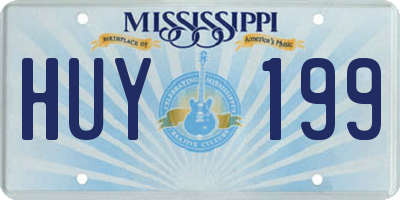 MS license plate HUY199