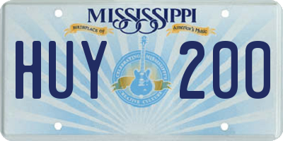 MS license plate HUY200