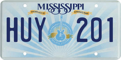 MS license plate HUY201