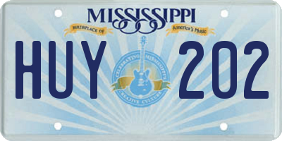 MS license plate HUY202