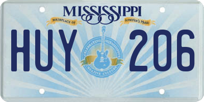 MS license plate HUY206