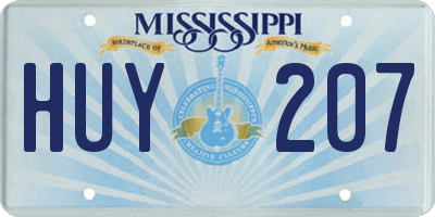 MS license plate HUY207