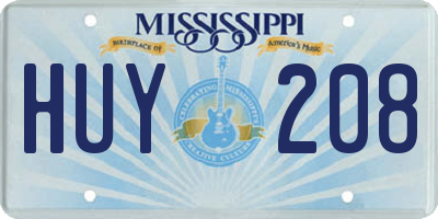 MS license plate HUY208