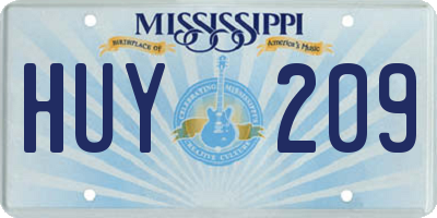 MS license plate HUY209