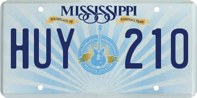 MS license plate HUY210