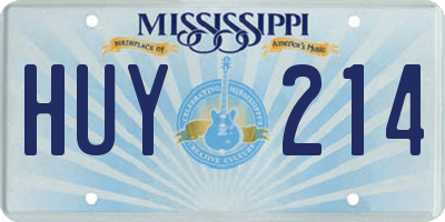 MS license plate HUY214