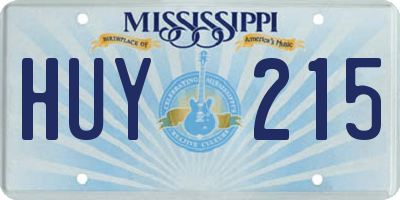 MS license plate HUY215