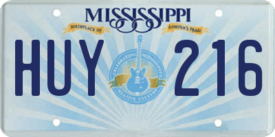 MS license plate HUY216