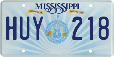 MS license plate HUY218