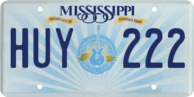 MS license plate HUY222